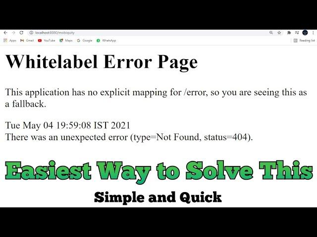 Spring Boot Whitelabel error page | Easy Solution