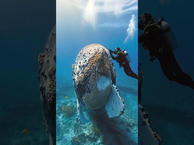 Saving the Giant: Humans Free Whale from Barnacle Infestation #rescue #animals#whale