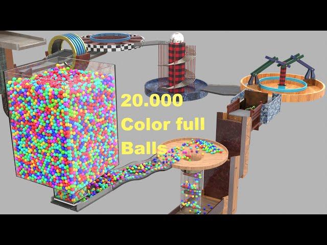 20 200 Colorful Balls Marble Run Loop animation V19#marblerun #marblerace #blendercycles