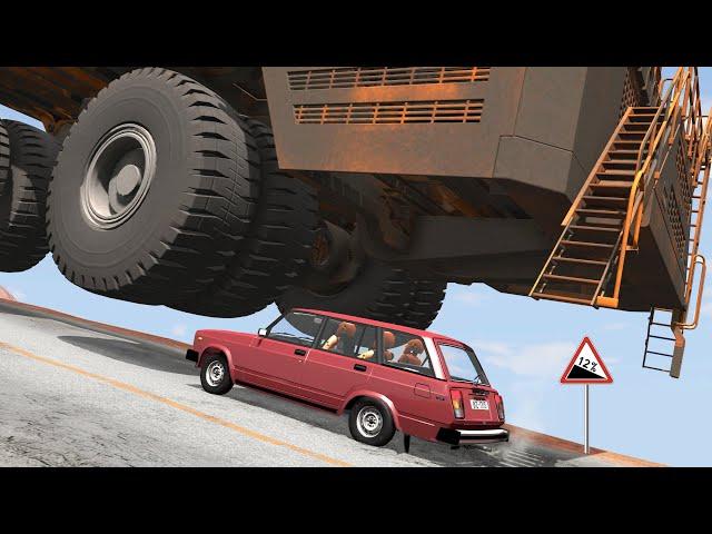МОМЕНТАЛЬНАЯ СМЕРТЬ! БЕЛАЗ БЕЗ ТОРМОЗОВ НА СПУСКЕ | BeamNG.drive