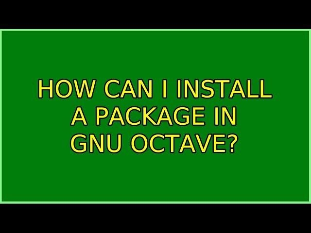 Ubuntu: How can I install a package in Gnu Octave?