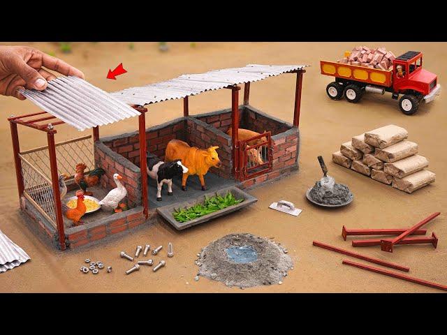 diy mini cemented animal farm house construction science project | cow shed project @sanocreator