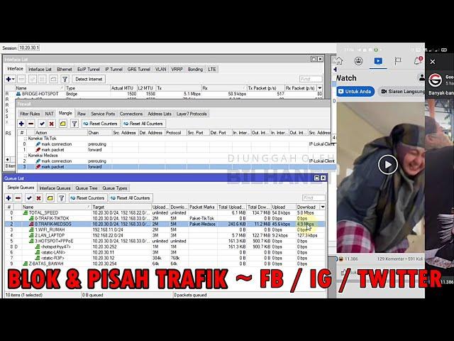 Pisah Trafik Media Sosial Facebook, Instagram, Twitter di Mikrotik
