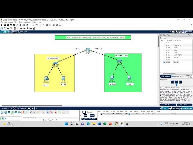 Connect Two Different Networks using Router in Cisco Packet Tracer - Step by Step Instructions