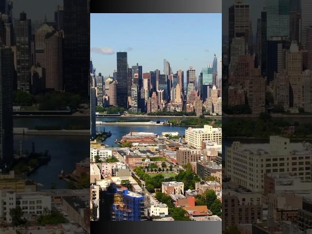 Long Island City in Queens with a view of Manhattan skyline across East River, New York City #shorts