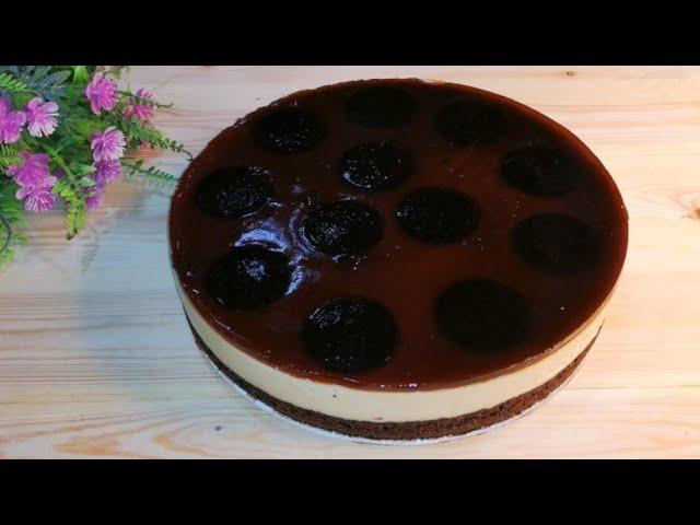 French chamois cake, a cold cake without oven or cream, with simple ingredients and literally terrib