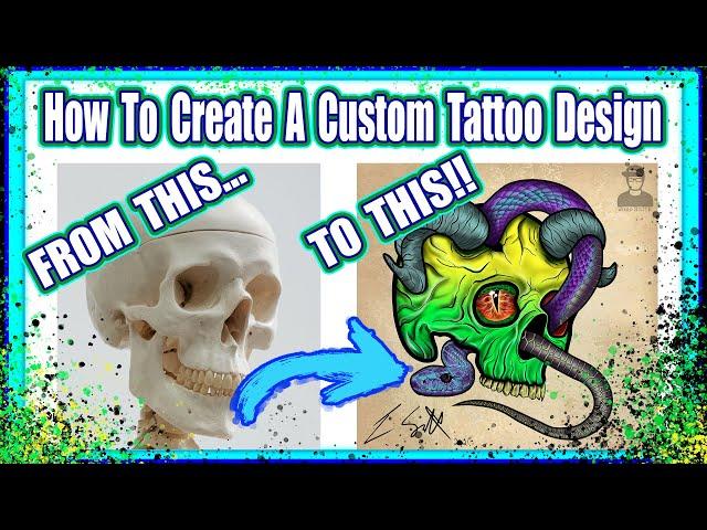 How To Create A Custom Tattoo Design! Full Tutorial, LINING, SHADING, COLOUR PACKING with Photoshop!