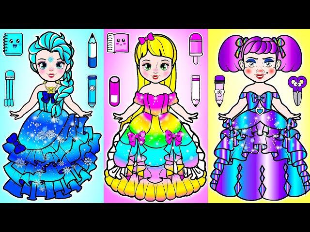 [paper dolls] Poor Rapunzel and Elsa vs Rich Student Take Advantage Of Friends | Rapunzel Family