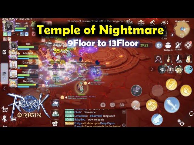 Ragnarok Origin - Temple of Nightmare 9F to 13F | How much Pene and Resi needed?