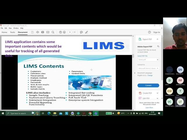 LIMS demo 08 Apr 2023