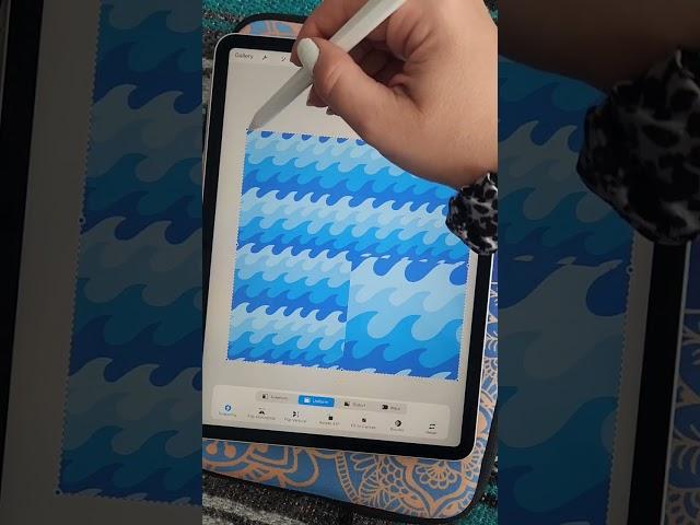  Seamless blue ocean wave pattern created in #procreate! #patterndesign #artvideo