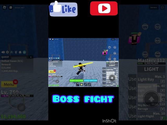 Boss fight #bloxfruitsdefeatingallbosses #roblox #bossblox