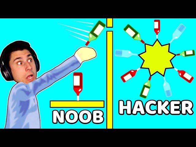 Bottle Flip NOOB VS HACKER! | Happy Wheels