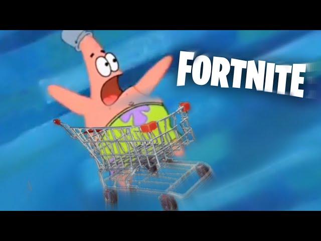 Patrick Star Rides The Shopping Cart From Fortnite