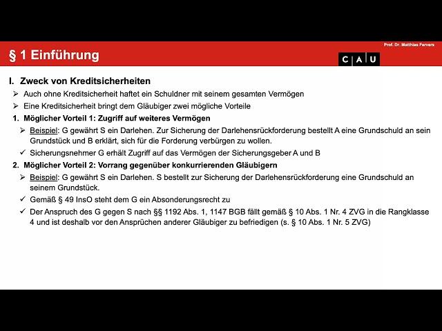 Kreditsicherungsrecht – Folge 01 (Einführung und Eigentumsvorbehalt)