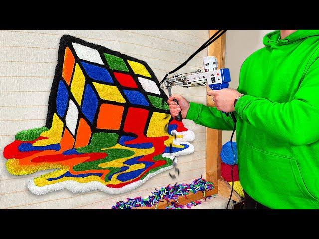 ASMR Rug Tufting | Rubik's Cube Rug (Start To Finish)