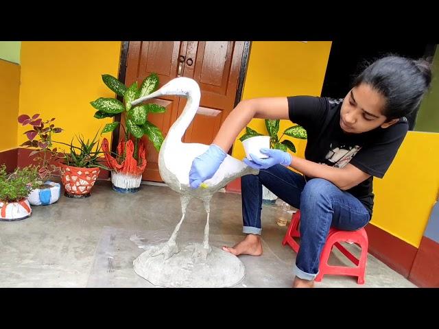 DIY Cement Craft । How To Make Pair Of Beautiful Flamingo With Cement And Thermocol At Home Easily ।