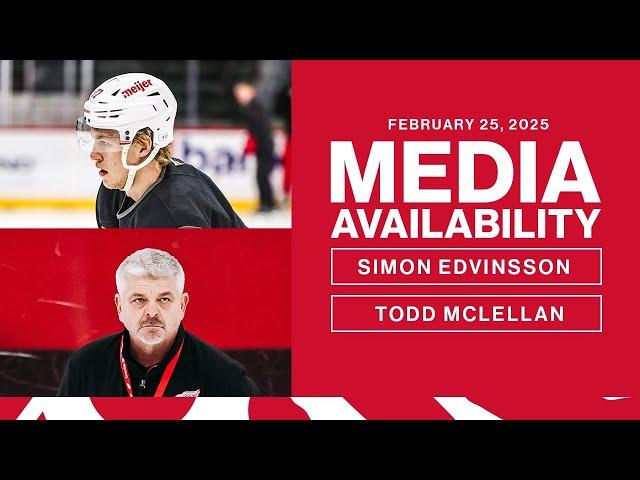 Simon Edvinsson, Todd McLellan Morning Skate Media @ MIN | Feb. 25, 2025