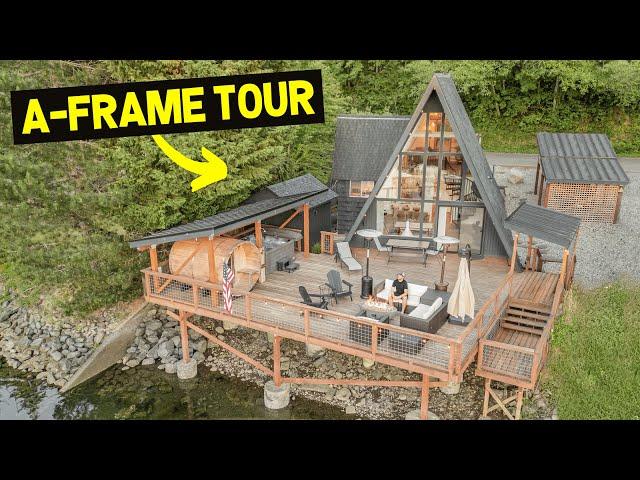 WATERFRONT FAMILY A-FRAME CABIN w/ Sauna & Hot Tub! (Full Airbnb Tour)