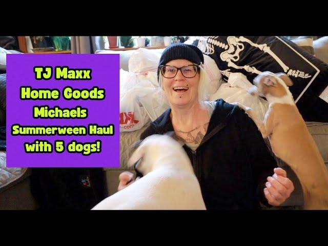 #summerween  Haul x 3 Michaels Home Goods TJ Maxx with all 5 of my dogs!