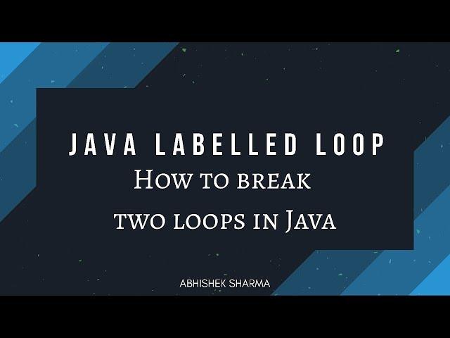 Java Labelled For Loop | How to break 2 loops in java