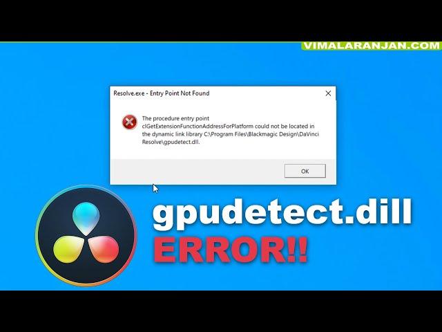 gpudetect.dill Davinci resolve Problem SOLVED! | Davinci resolve GPU driver related problem