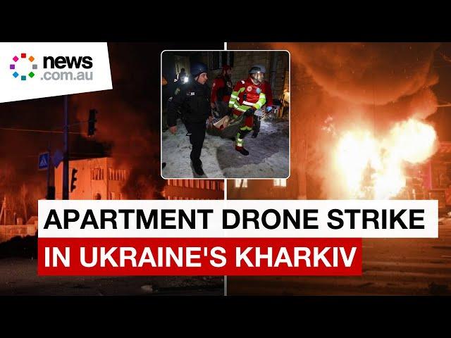 Drone strike hits apartment building in Ukraine's Kharkiv