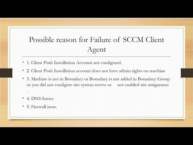 Possible reasons for failure of SCCM Client Agent and How to troubleshoot Harender Jangra