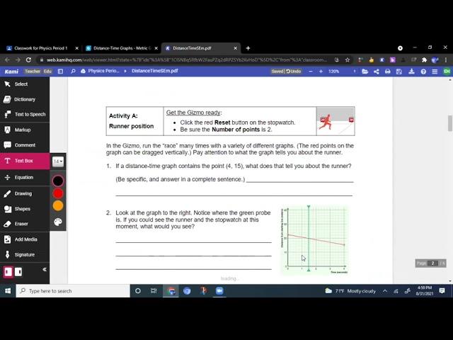 Distance -Time Graph (Metric) Gizmo Lab Tutorial