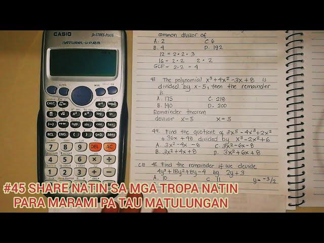 #45 REMAINDER THEOREM CALCULATOR TECHNIQUE TAGALOG ENGINEERING REVIEW LIVE