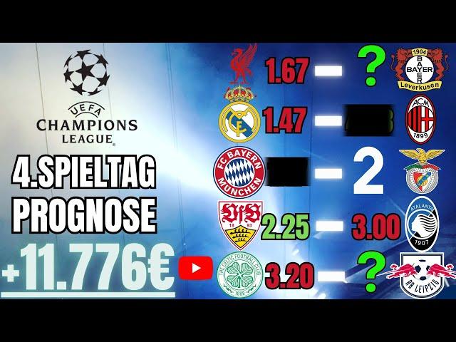 Champions League PROGNOSE & TIPPS 4.Spieltag(Champions League Tipps - Sportwetten Tipps) Alle Spiele