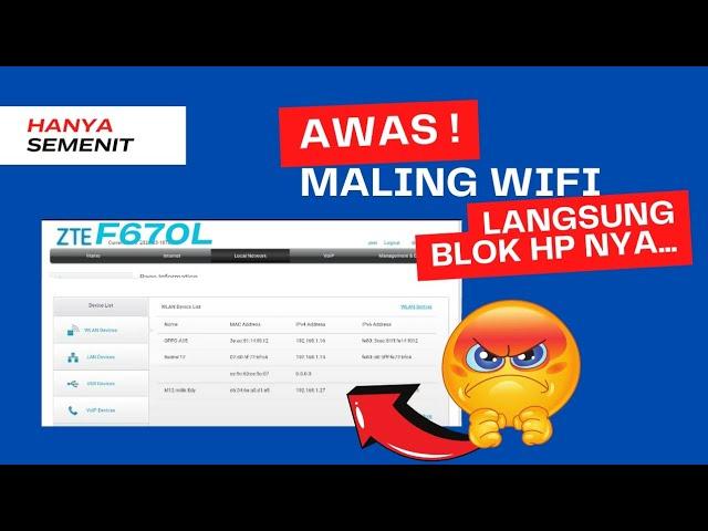 Cara mengetahui perangkat terhubung ke wifi kita l ZTE F670L