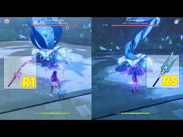 c0 Raiden Shogun R5 The Catch vs R1 Engulfing Lightning damage showcase