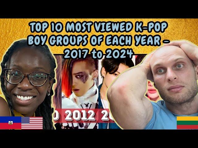 REACTION TO TOP 10 MOST VIEWED K-POP BOY GROUPS OF EACH YEAR - (2017 to 2024) | FIRST TIME WATCHING