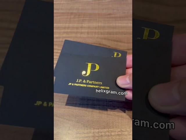  Gold foiled business cards using premium black textured paper (400 GSM paper). Metallic gold foil