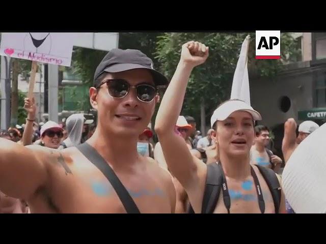 Nudists march in Mexico City