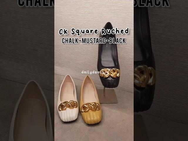 BEST SELLER Flatshoes Charles & Keith 799k Original Counter Square Ruched CK1-70380914 CK C&K NEW