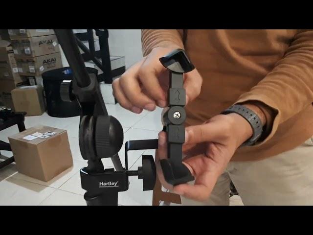 CARA PASANG Hartley SIP108A Smartphone holder jepit stand mic 5-6.5 inch