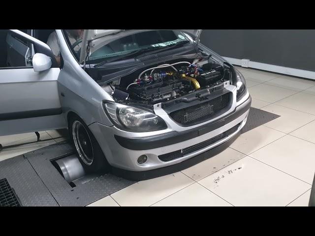 335hp 250kw 415nm Turbo 1 4l Hyundai Getz on Dyno - 30psi/2bar boost