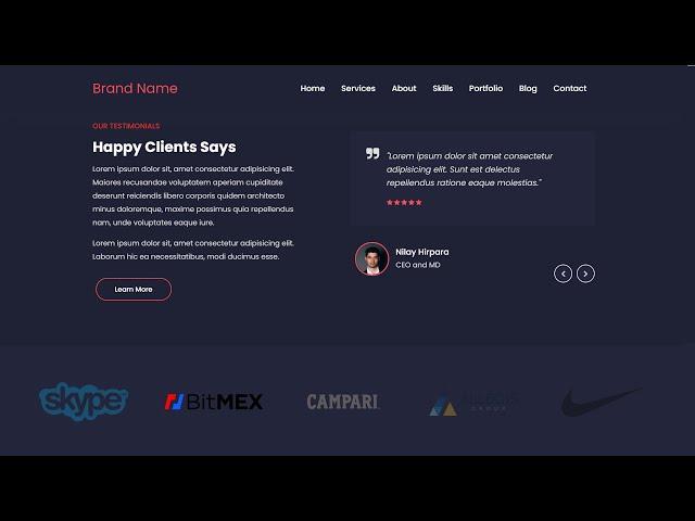 Responsive Personal Portfolio using HTML, CSS and jQuery | Part-6 (Testimonial and Partner  Section)