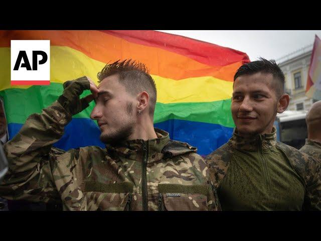 Ukraine soldiers rally in Kyiv for LGBTQ rights