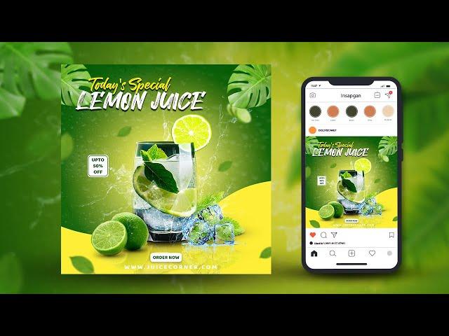 Social Media Post Design | Lime Water Poster Design | Photoshop Tutorial