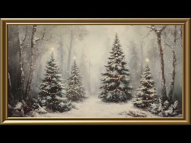 Vintage Christmas Greeting Card Painting | Gold Frame TV Art | Art Screensaver for TV 2 Hrs