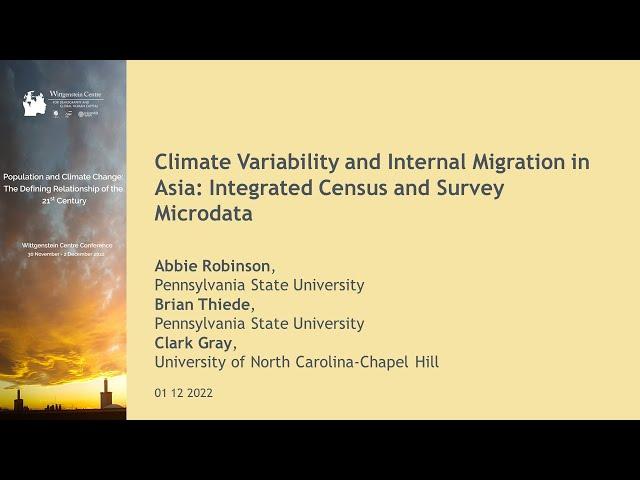 WIC 2022: Abbie Robinson - Climatic Variability and Internal Migration in Asia