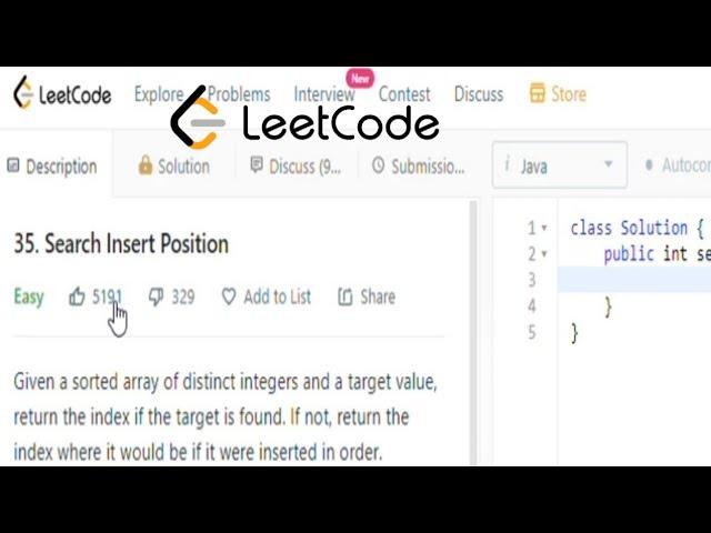 Search Insert Position | Leetcode #35 | leetcode 35 | leetcode java solution | CoderNight