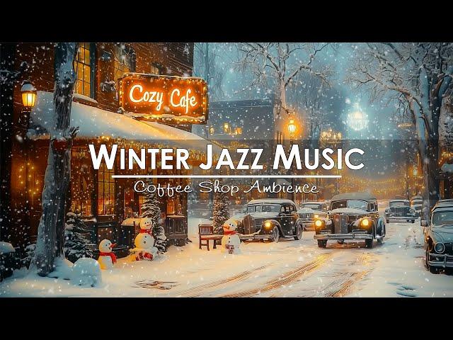 Winter Jazz ️ Cozy coffee jazz and relaxing space in the snow for the holidays