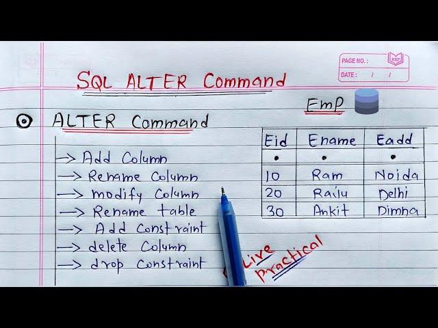 SQL ALTER COMMAND | add, delete, modify and rename column/table in oracle