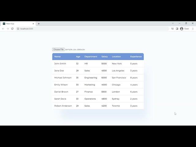 How To Display CSV Data in a Table Using React JS | Demo