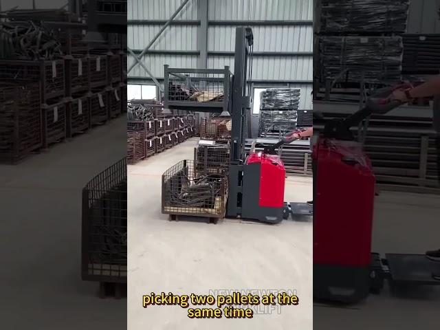 double pallet stacker, #logistics #electric  #palletstacker  #transportationlogistics #factory