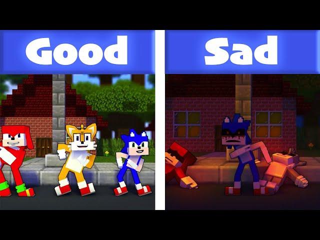 Sonic exe Eats his friends - Good Ending VS Sad Ending (Minecraft Animation) FNF